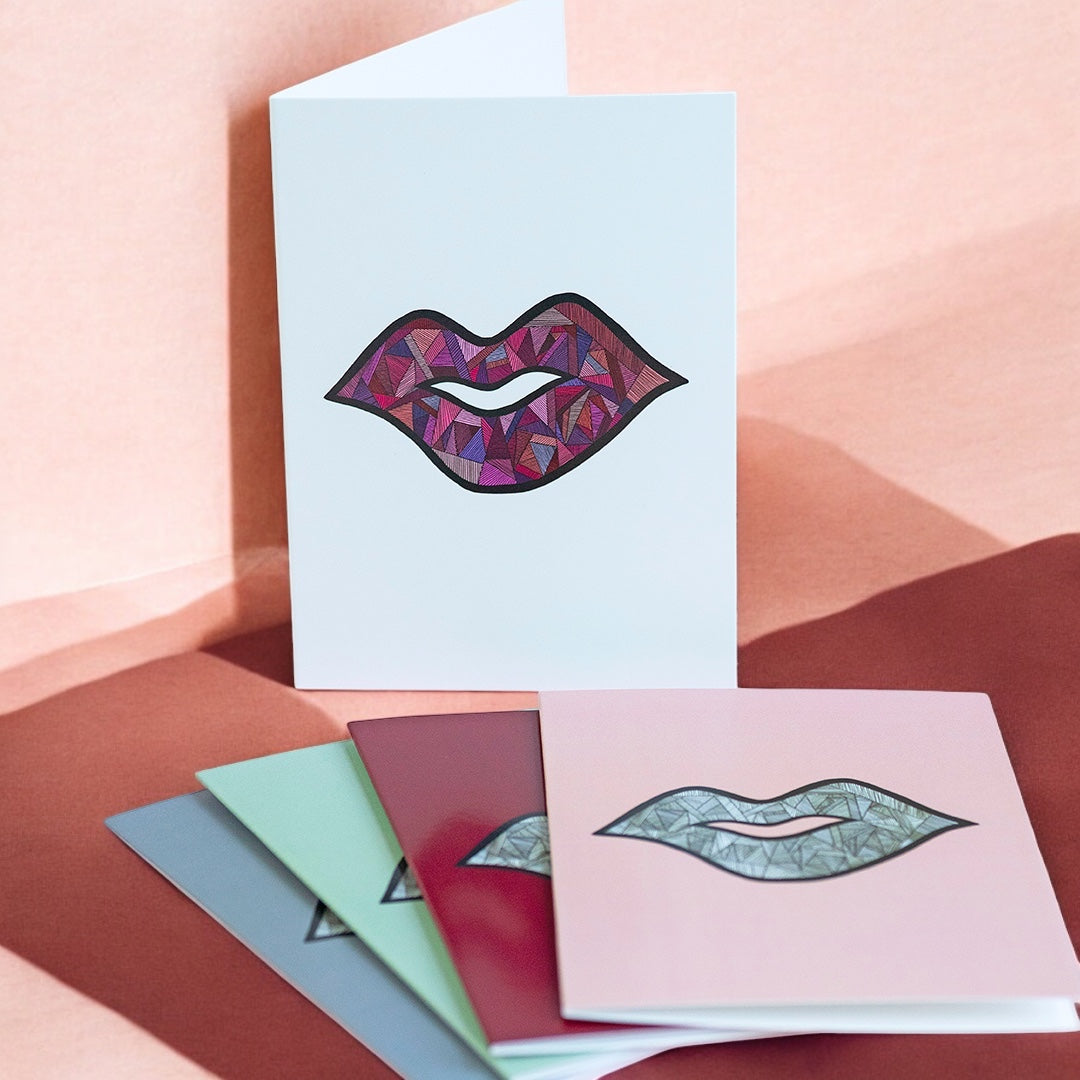 Joy by Corrine Smith Abstract Lips Grußkarten 5er Blanko A6