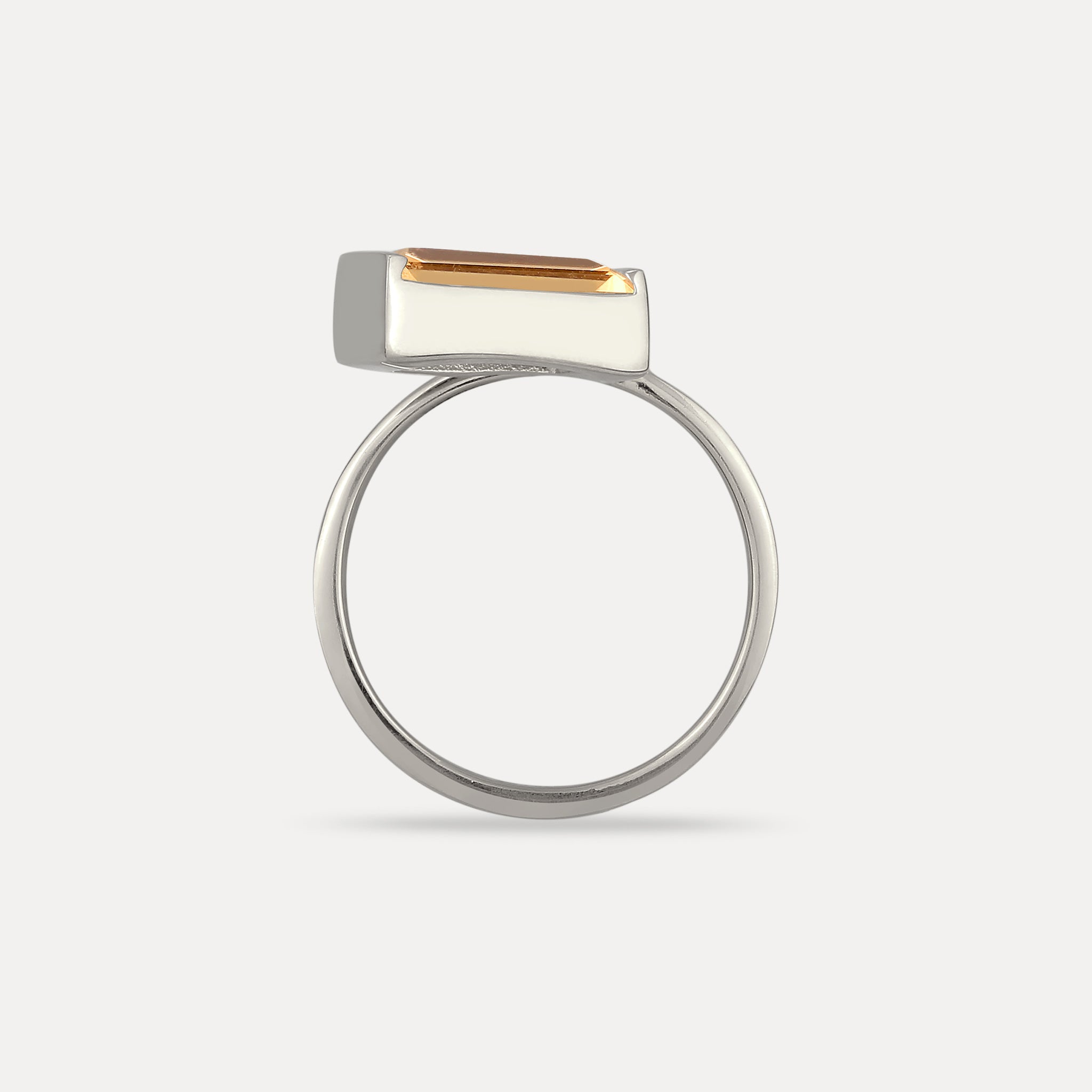 Stilnest Balance Citrin Baguette Ring Gold Gr. 54
