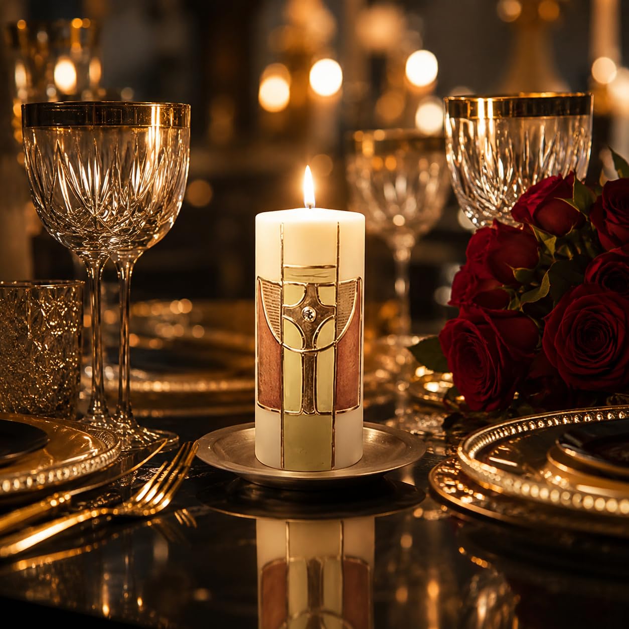 NKlaus Candle Holder Kerzenteller Messing 8 cm Gold matt