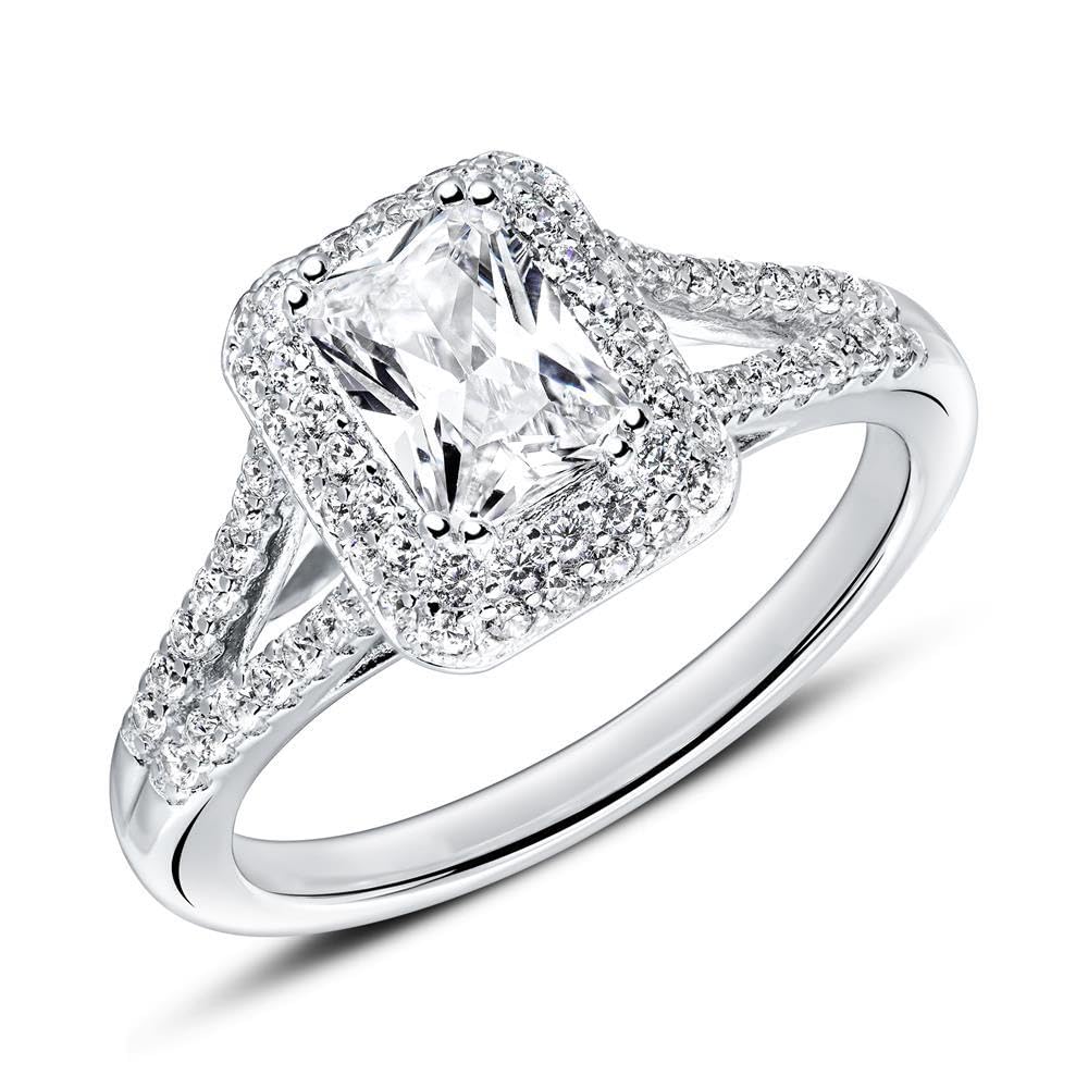 JEWLIX Verlobungsring 925 Silber Zirkonia eckig 58mm