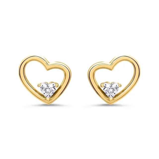 JEWLIX SE1073 Herz Ohrstecker Gold 925 Silber Zirkonia