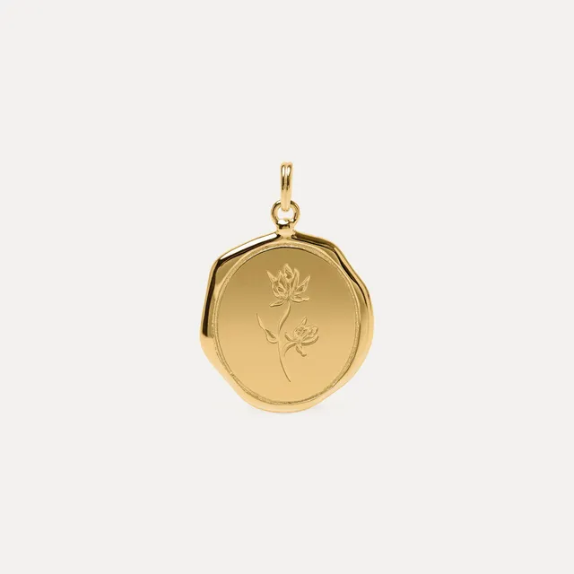 Stilnest Floral Large Seal Anhänger 925 Silber 25mm Blume