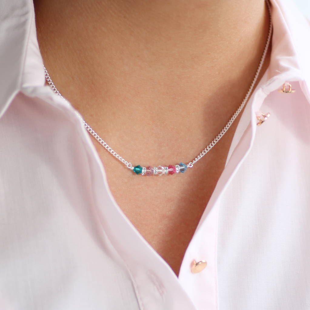 JOY by Corrine Smith Family Birthstone Bar Halskette Silber