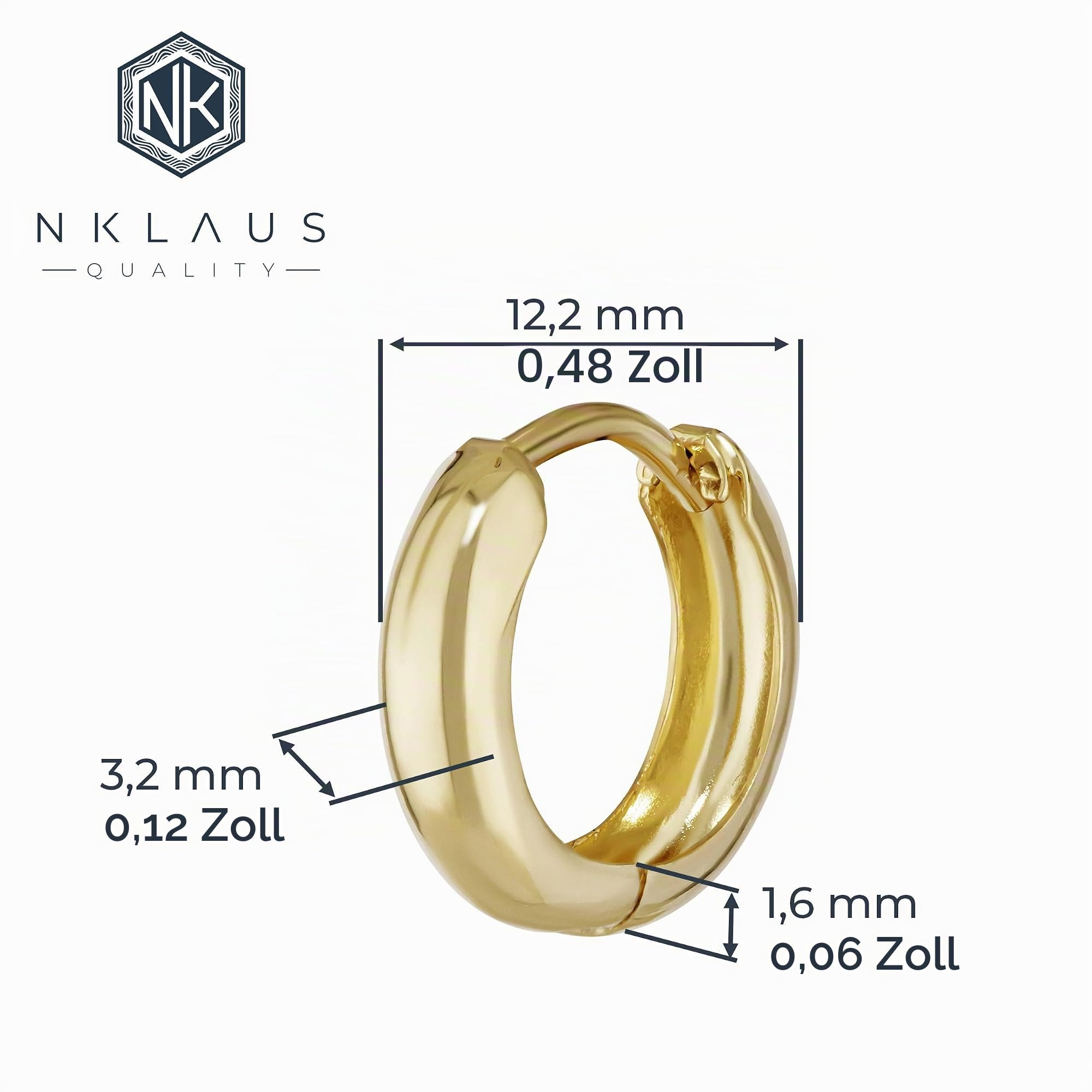 NKlaus Klappcreole 333 Gelbgold Ohrring einzeln 12,2 mm