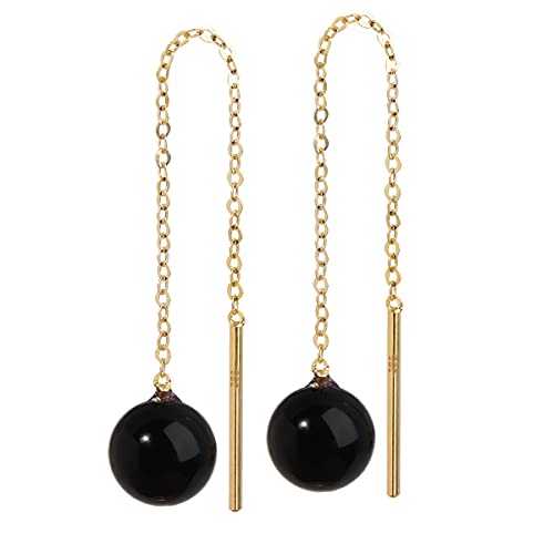 NKlaus Jewellery Durchzieher-Ohrringe 585 Gelbgold 6mm Grün