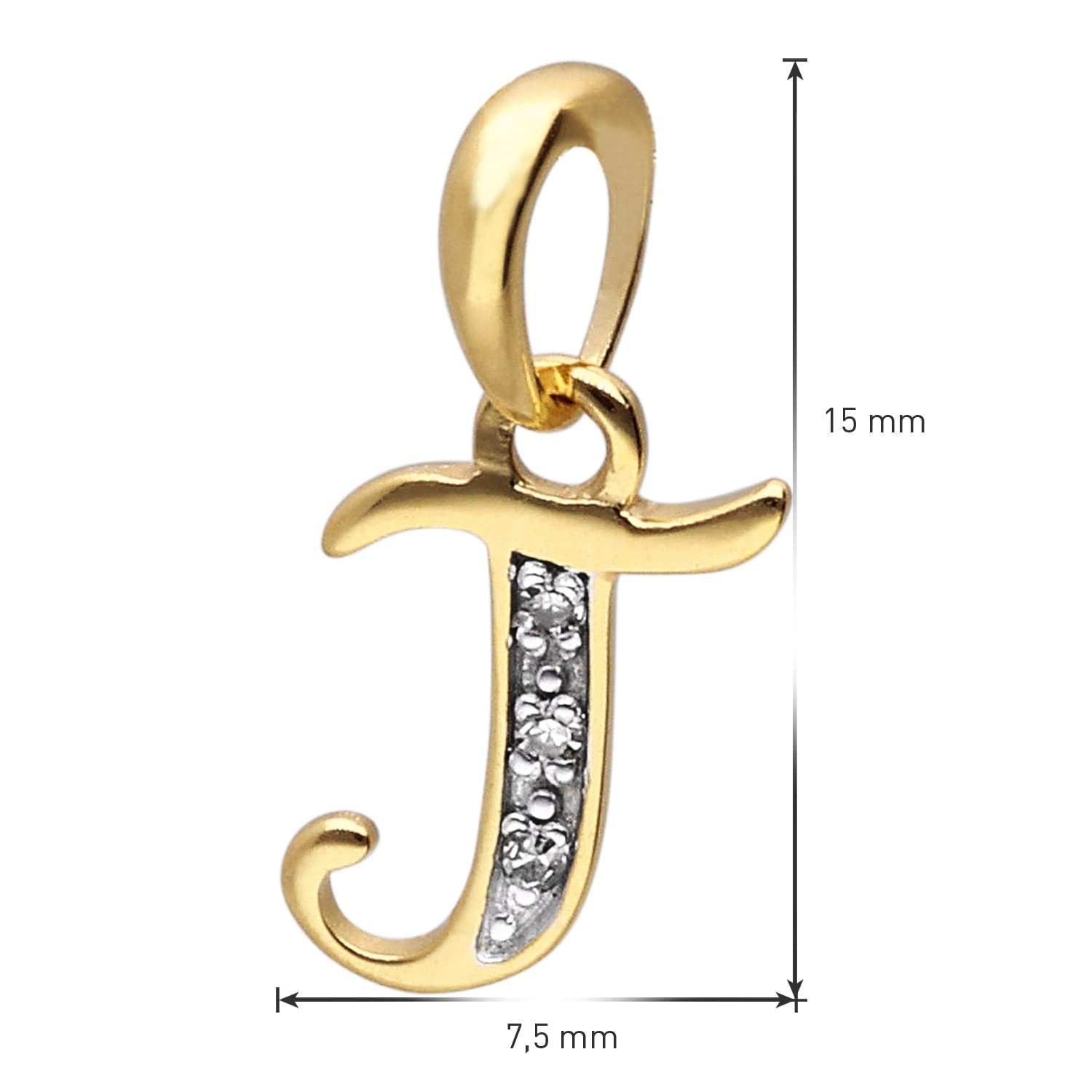 trendor Buchstaben-Anhänger J Gold 333 Kette 42cm