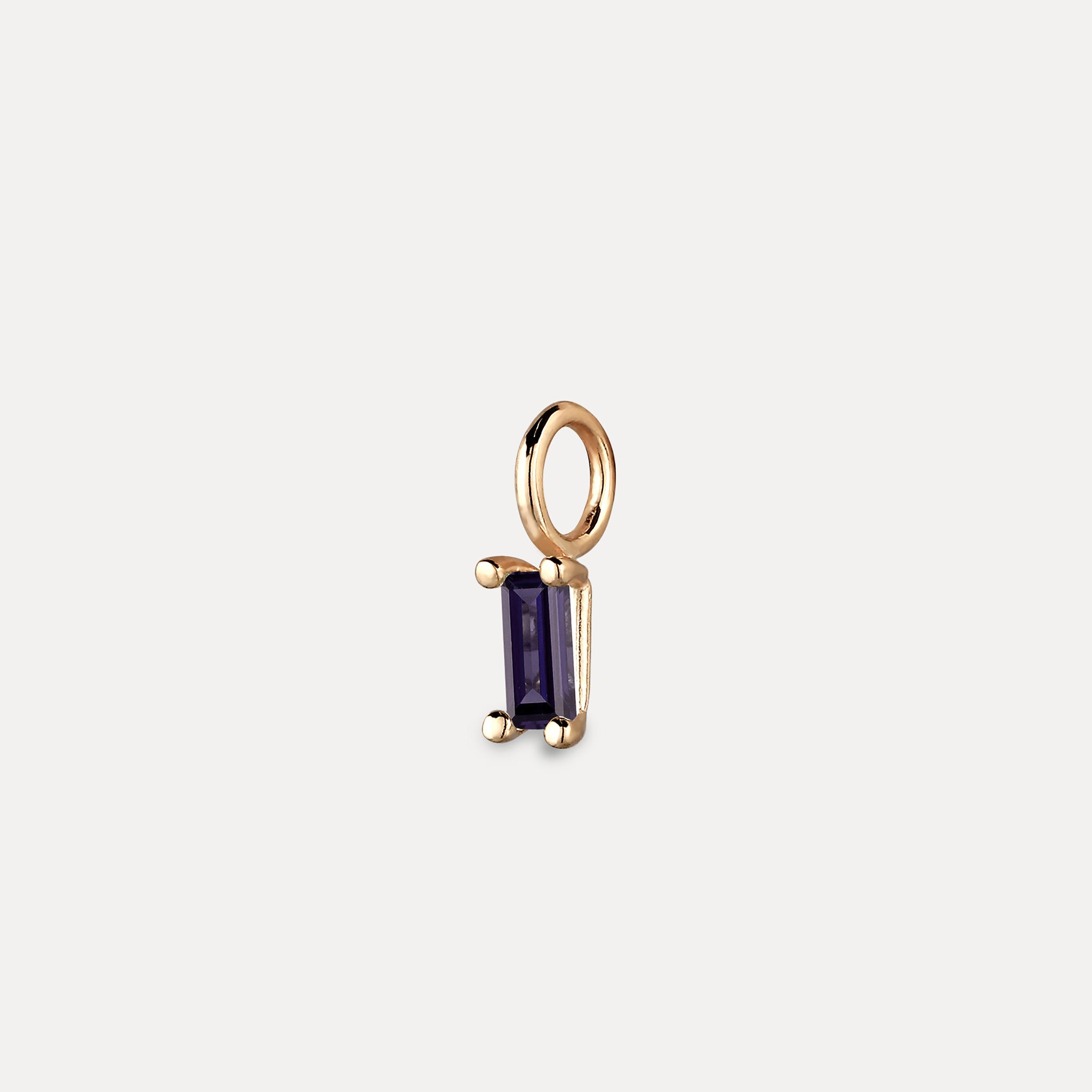 Stilnest Lila Iolith Anhänger Baguette Gold 14k Massivgold