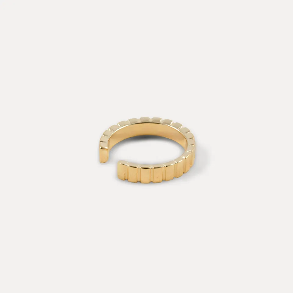 Stilnest Ridged Ear Cuff Ohrringe 24k Gold Vermeil 3 mm