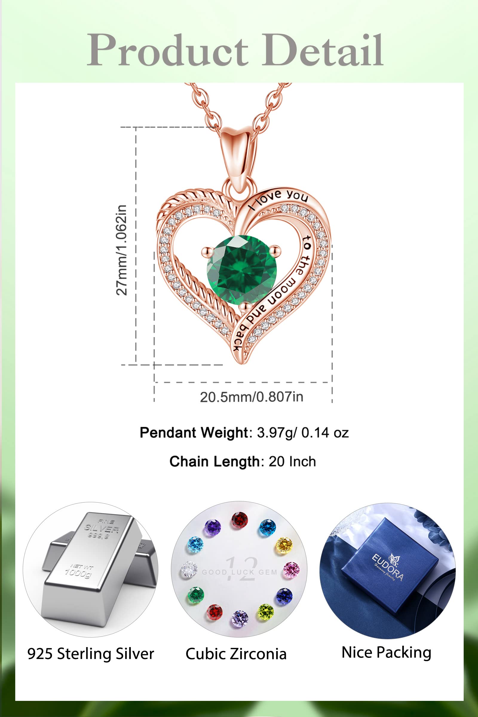 Eudora Harmony Bola Herz Kette Silber Rosegold Geburtsstein