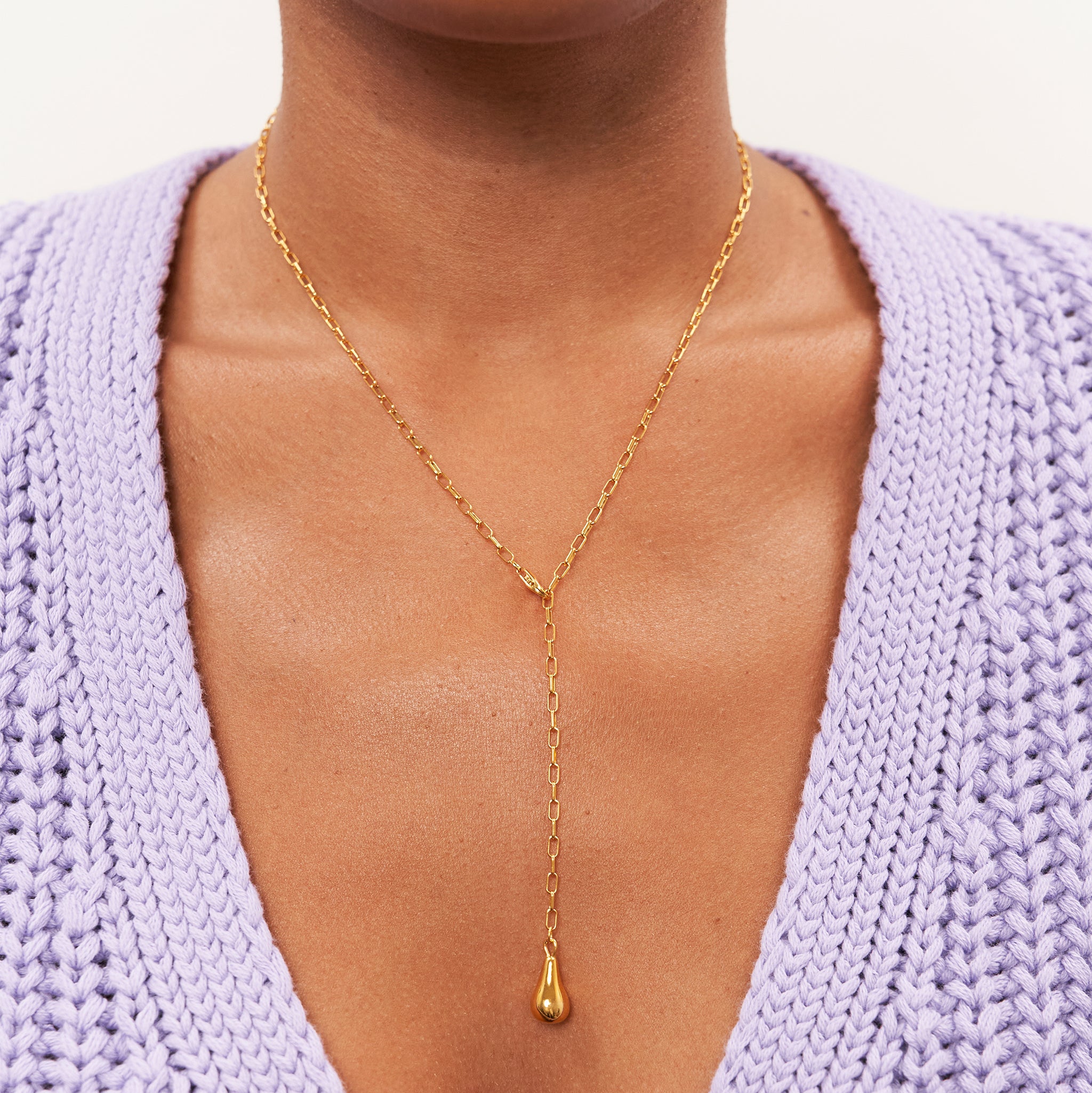 Stilnest Eden Pear Lariat Halskette Gold Vermeil 50cm Birne