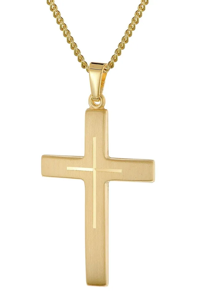 trendor Halsketten Kreuz-Anhänger Halskette Gold 333 60cm