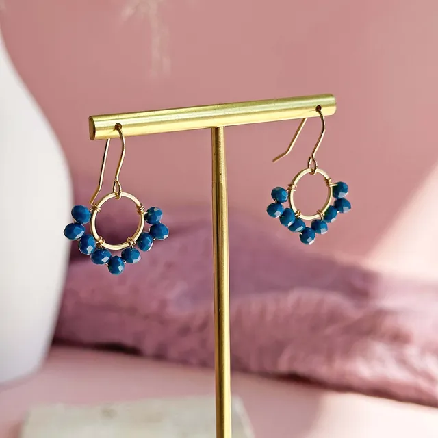Joy by Corrine Smith Half Beaded Indigo Ohrringe Gold