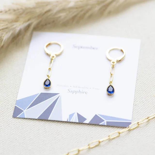 Joy by Corrine Smith Sapphire September Ohrringe Gold Tropfen