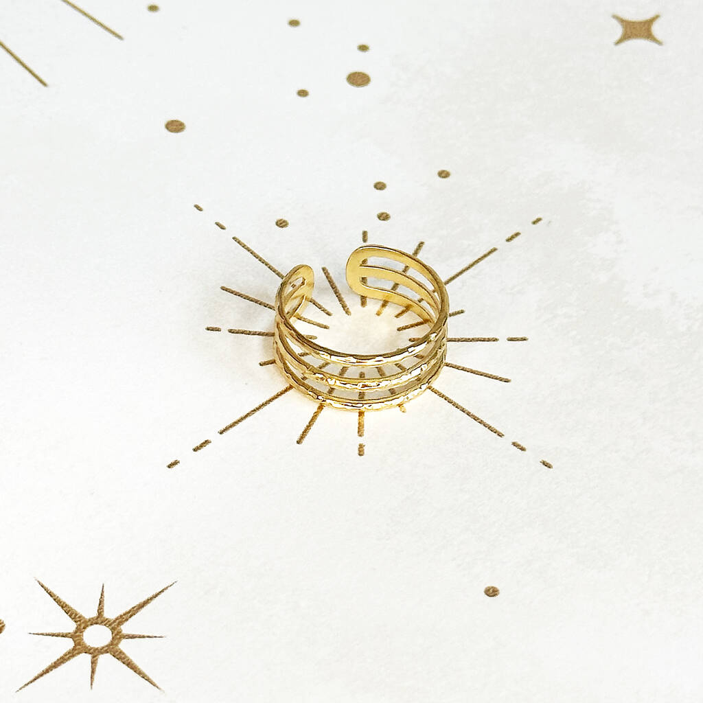 Joy by Corrine Smith Rings Triple Band Ring Gold verstellbar