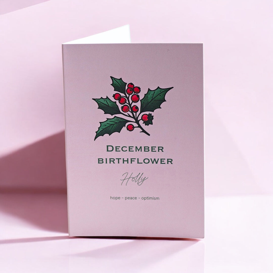 Joy by Corrine Smith December Holly Karte A6 Geburtsblume