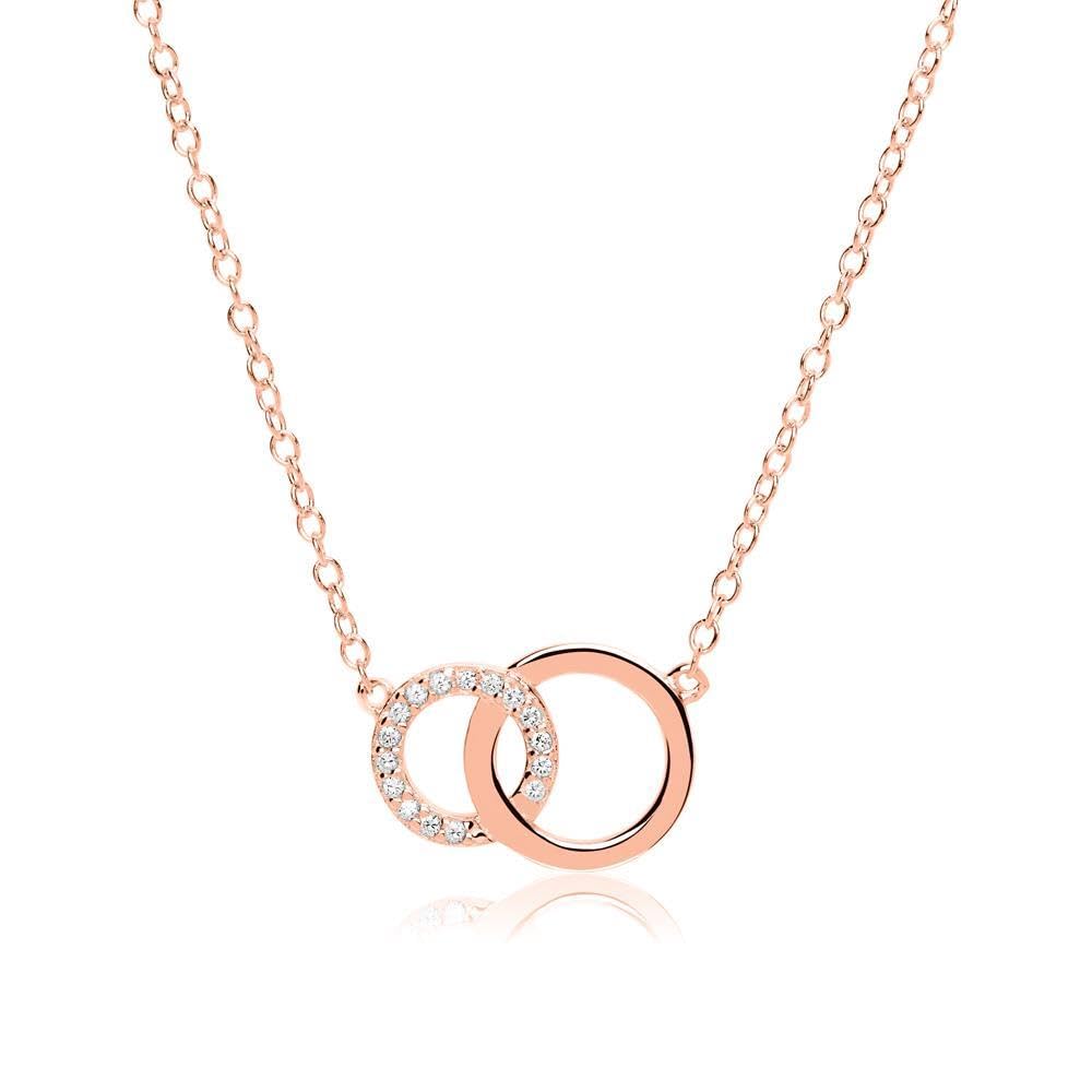 JEWLIX Ketten mit Anhänger Kreise Damenkette Roségold Zirkonia