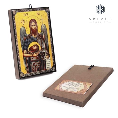 NKlaus Religious Icons Johannes der Täufer Ikone Holz 9,7x13,5cm