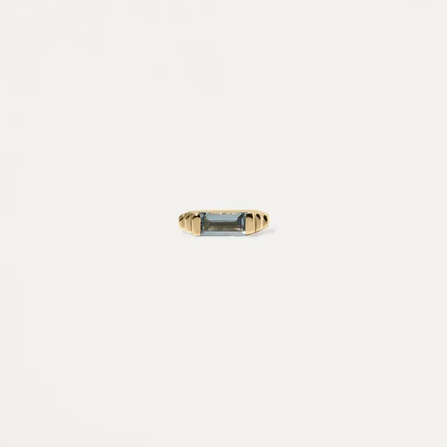 Stilnest Aquamarin Retro Ohrstecker Single 585 Gold blau