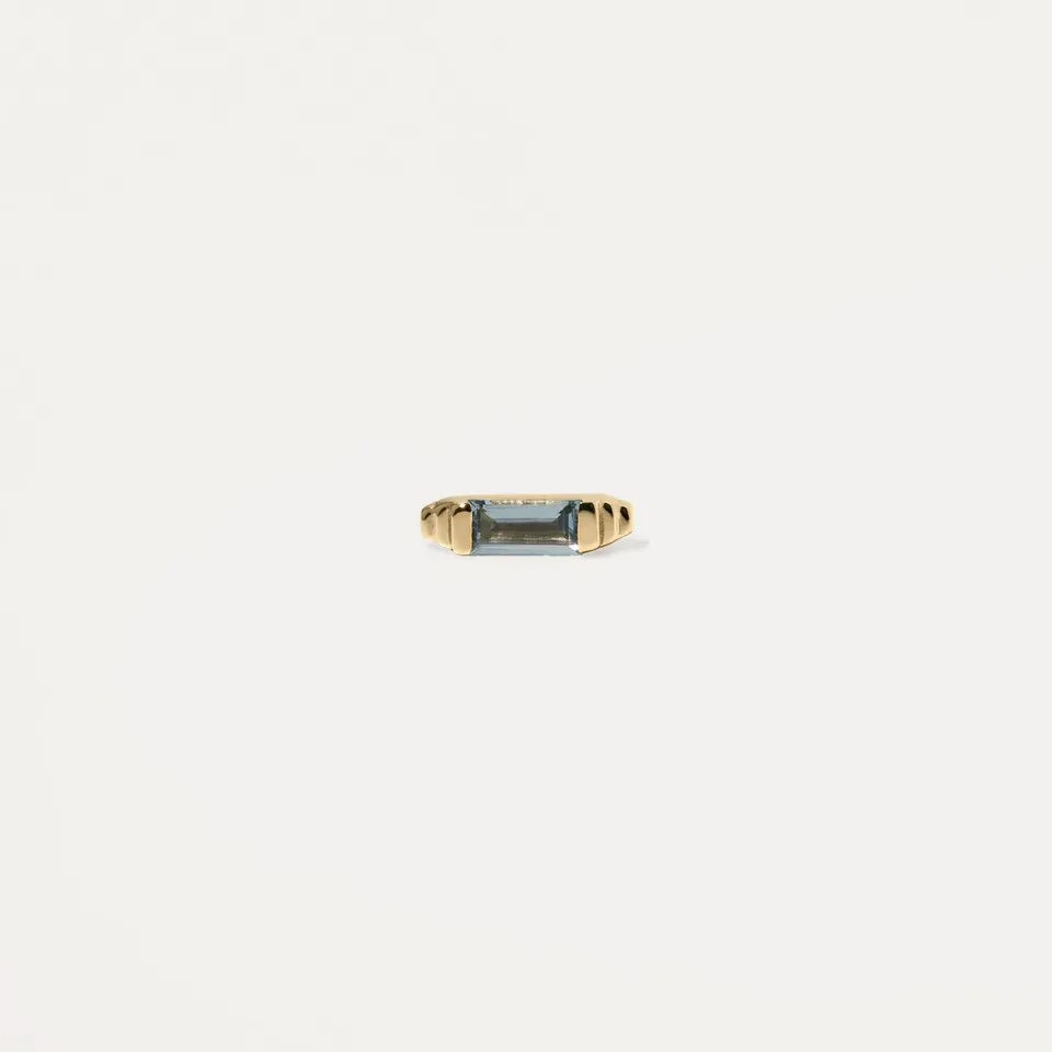 Stilnest Aquamarin Retro Ohrstecker Single 585 Gold blau