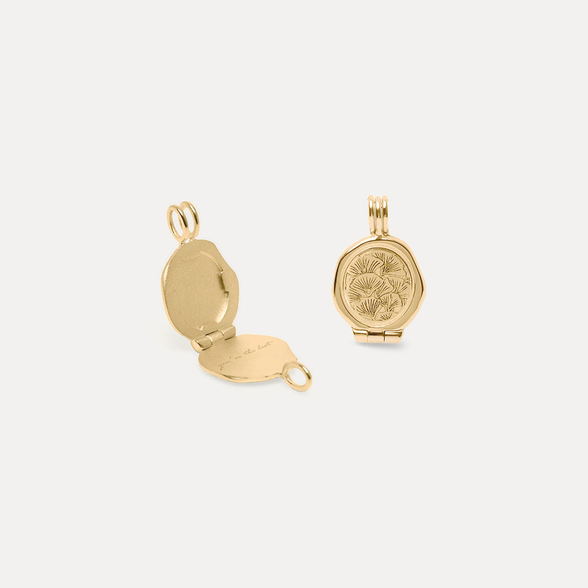 Stilnest Nouveau Flower Seal Medaillon Anhänger 585 Gold