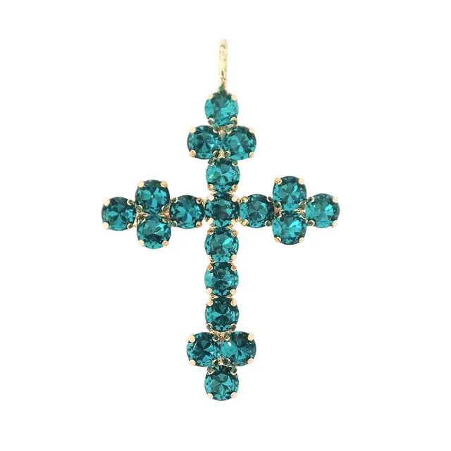 Alevá Bijoux Nuova Bizantina Kreuz Anhänger Gold 7 cm