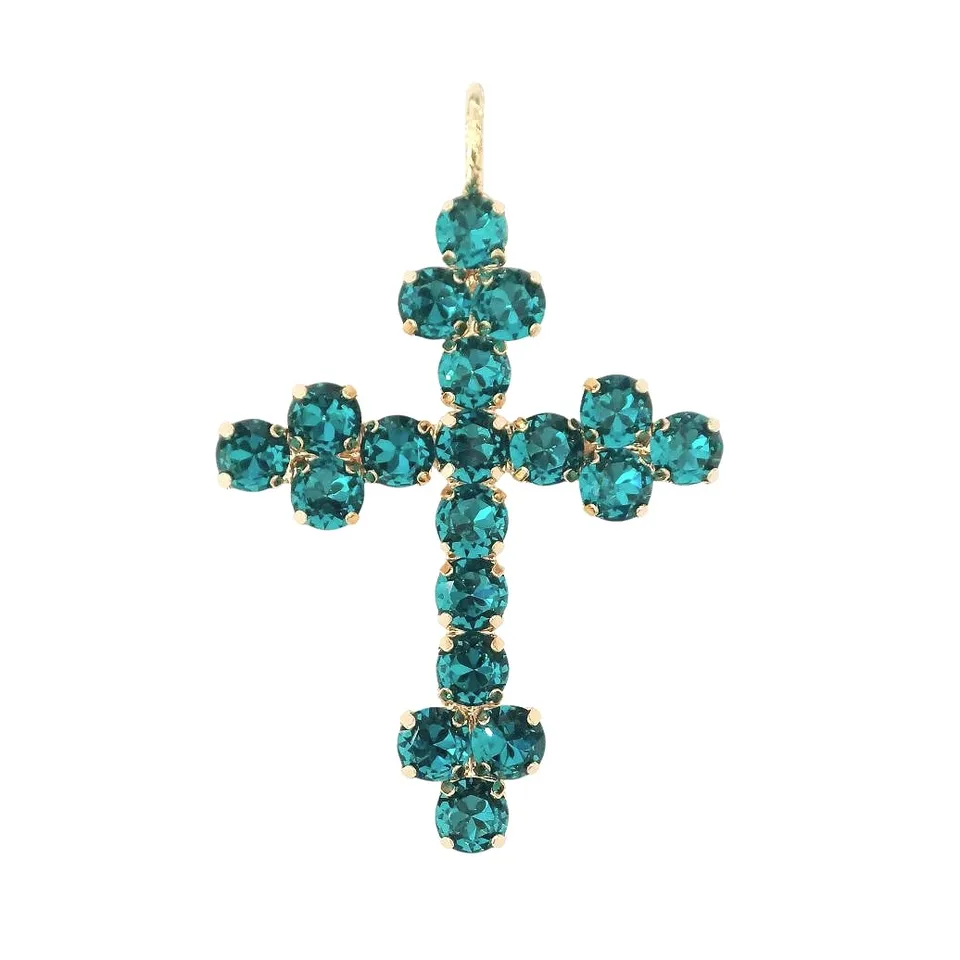 Alevá Bijoux Nuova Bizantina Kreuz Anhänger Gold 7 cm