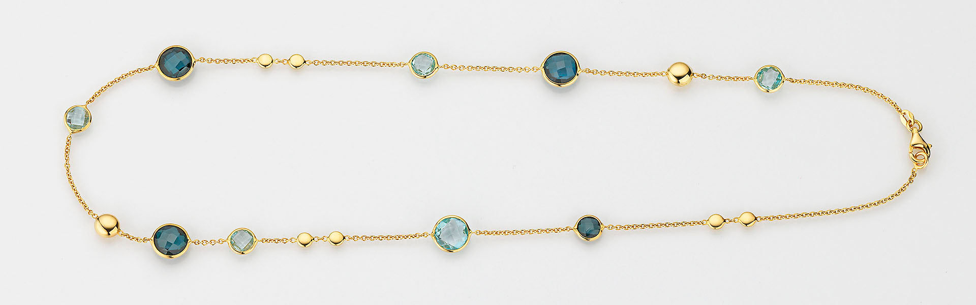 Eugen Rühle Colliers Collier Blautopas Goldlinsen Gelbgold 585