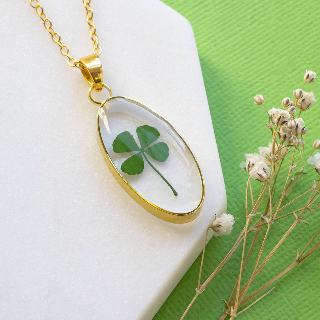 Joy by Corrine Smith Lucky Four Leaf Clover Halskette Gold Harz