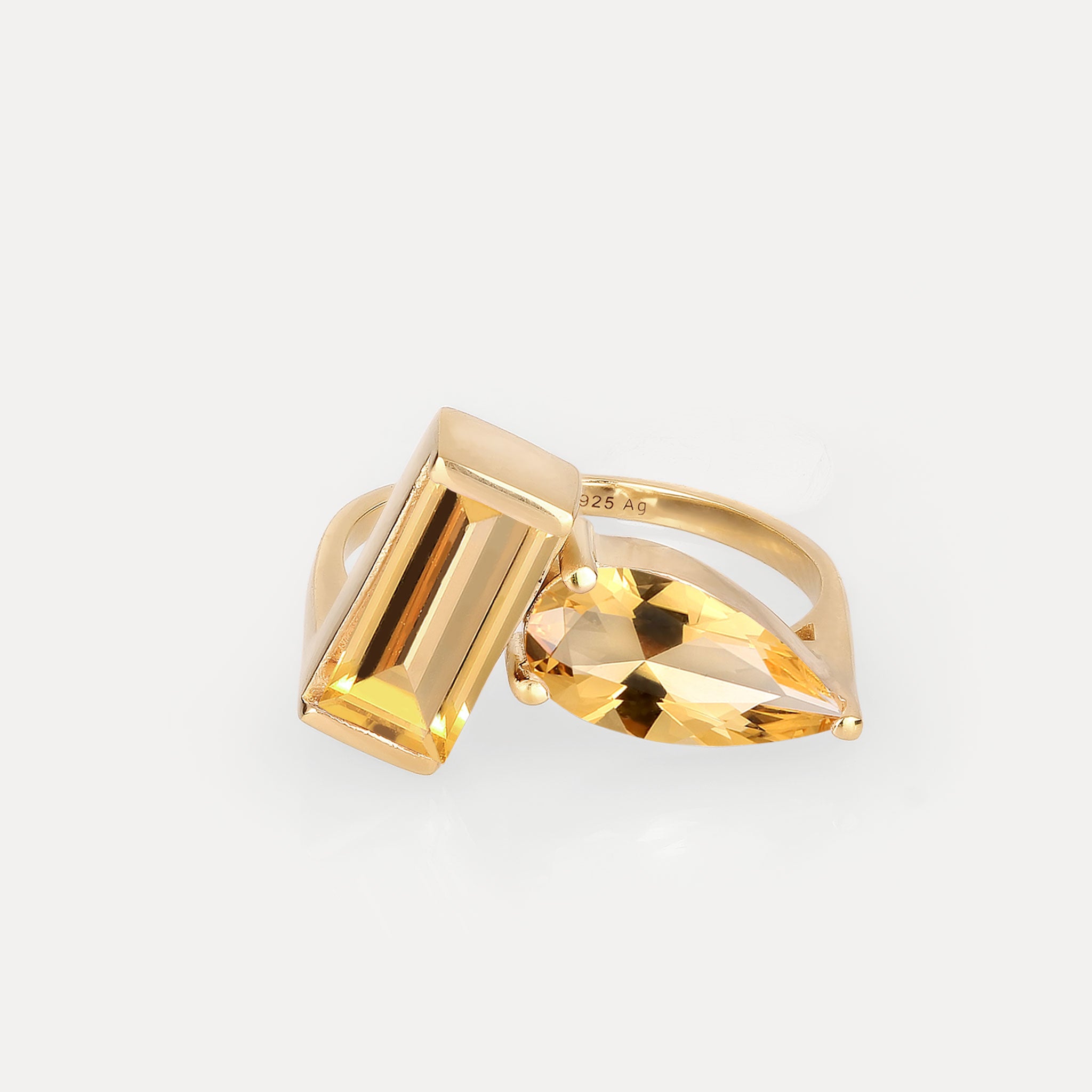 Stilnest Citrin Balance Ring Edelsteinring Gold Vermeil 52