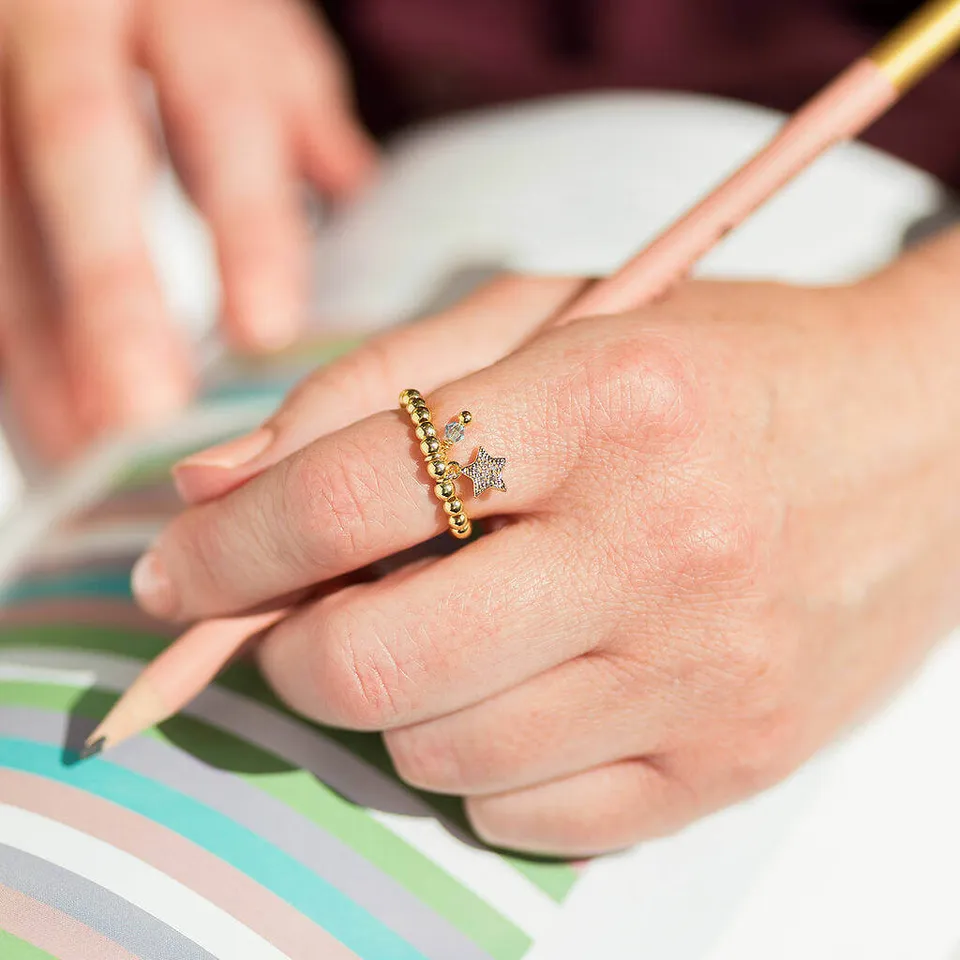 Joy by Corrine Smith Pave Star Beaded Charm Ring Geburtsstein