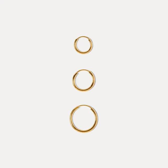 Stilnest Basic Trio Creolen Ohrringe Single 24k Gold Vermeil