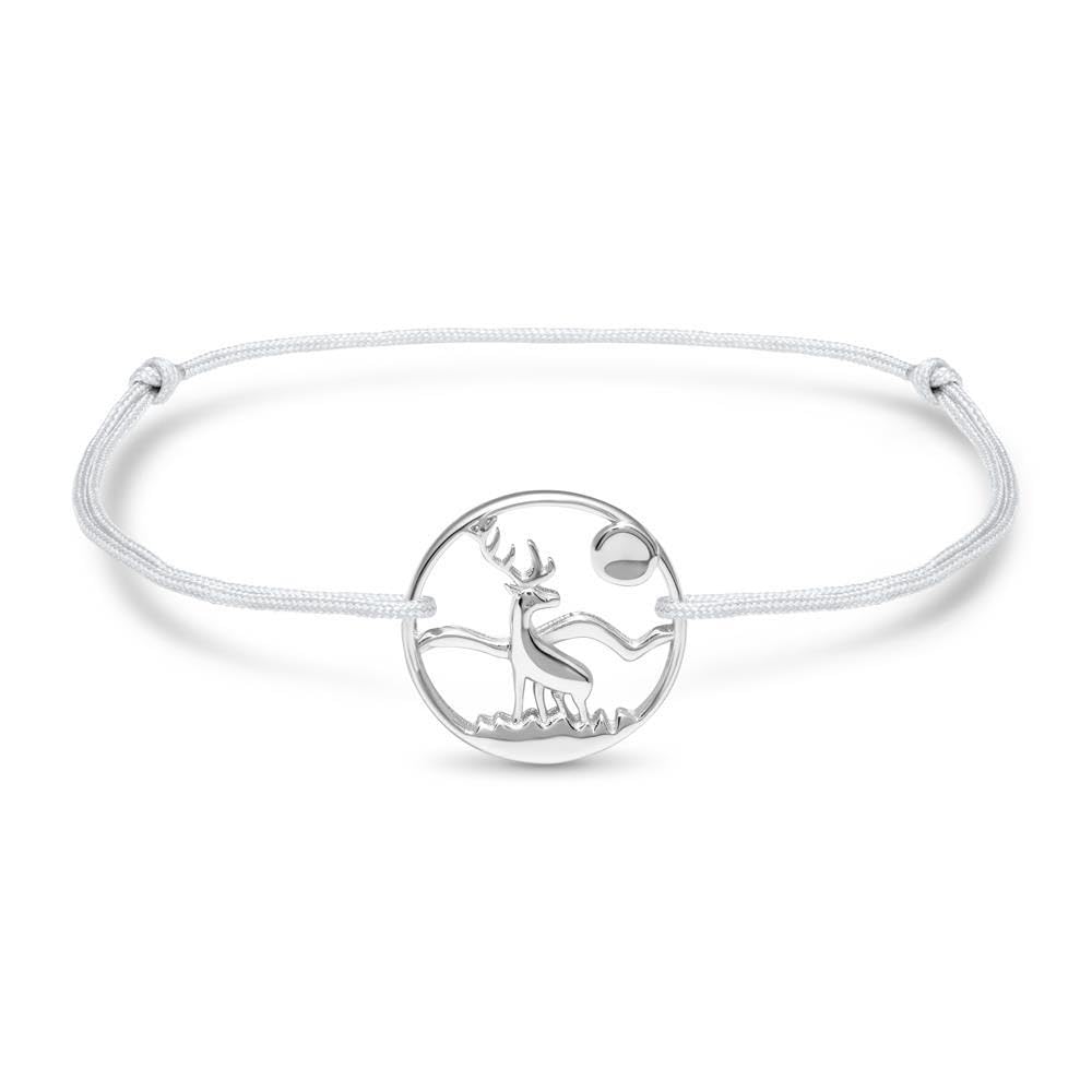 JEWLIX TXB0140 Textilarmband grau Hirsch 925 Silber