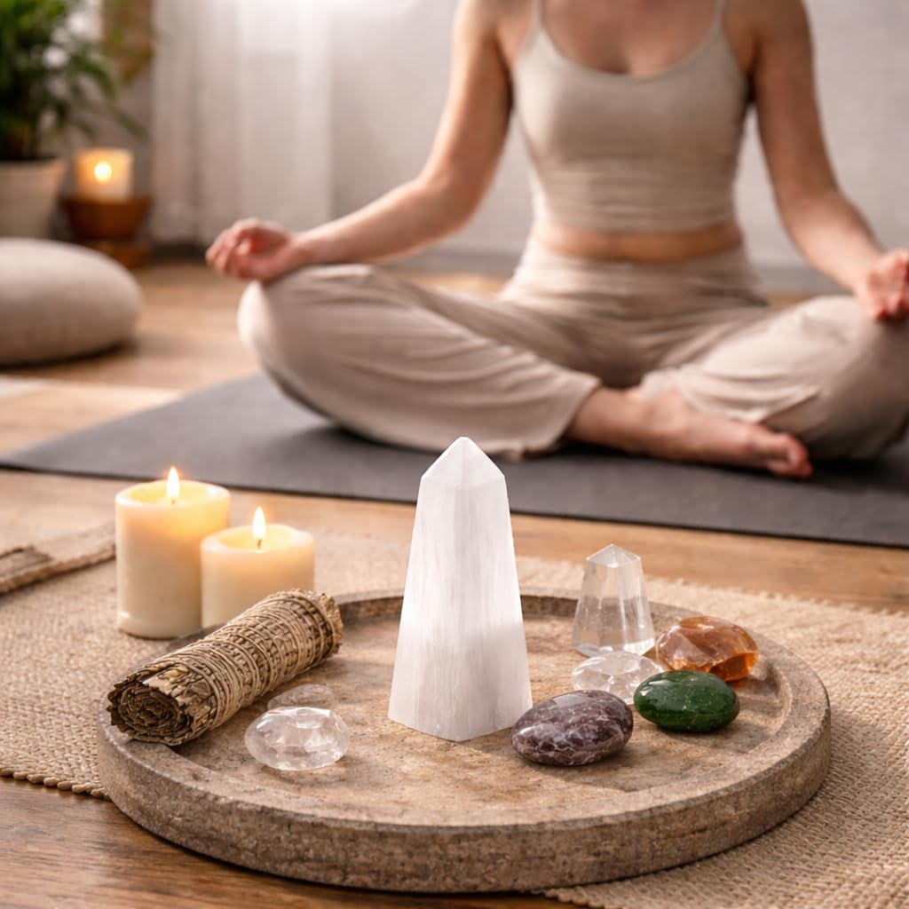 NKlaus HEALING CRYSTALS Selenit-Obelisk 10 cm 1 Stück