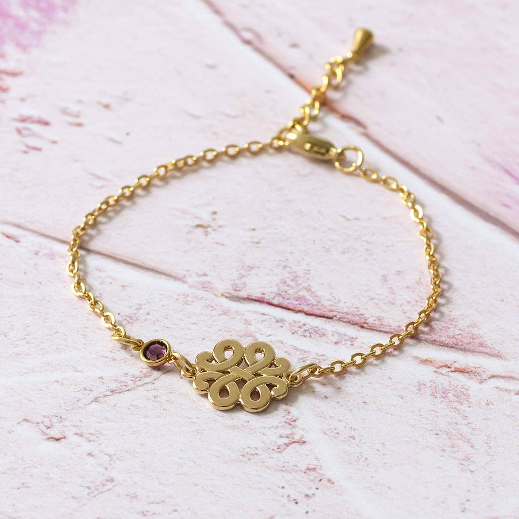 Joy by Corrine Smith Celtic Knot Armband Gold Geburtsstein