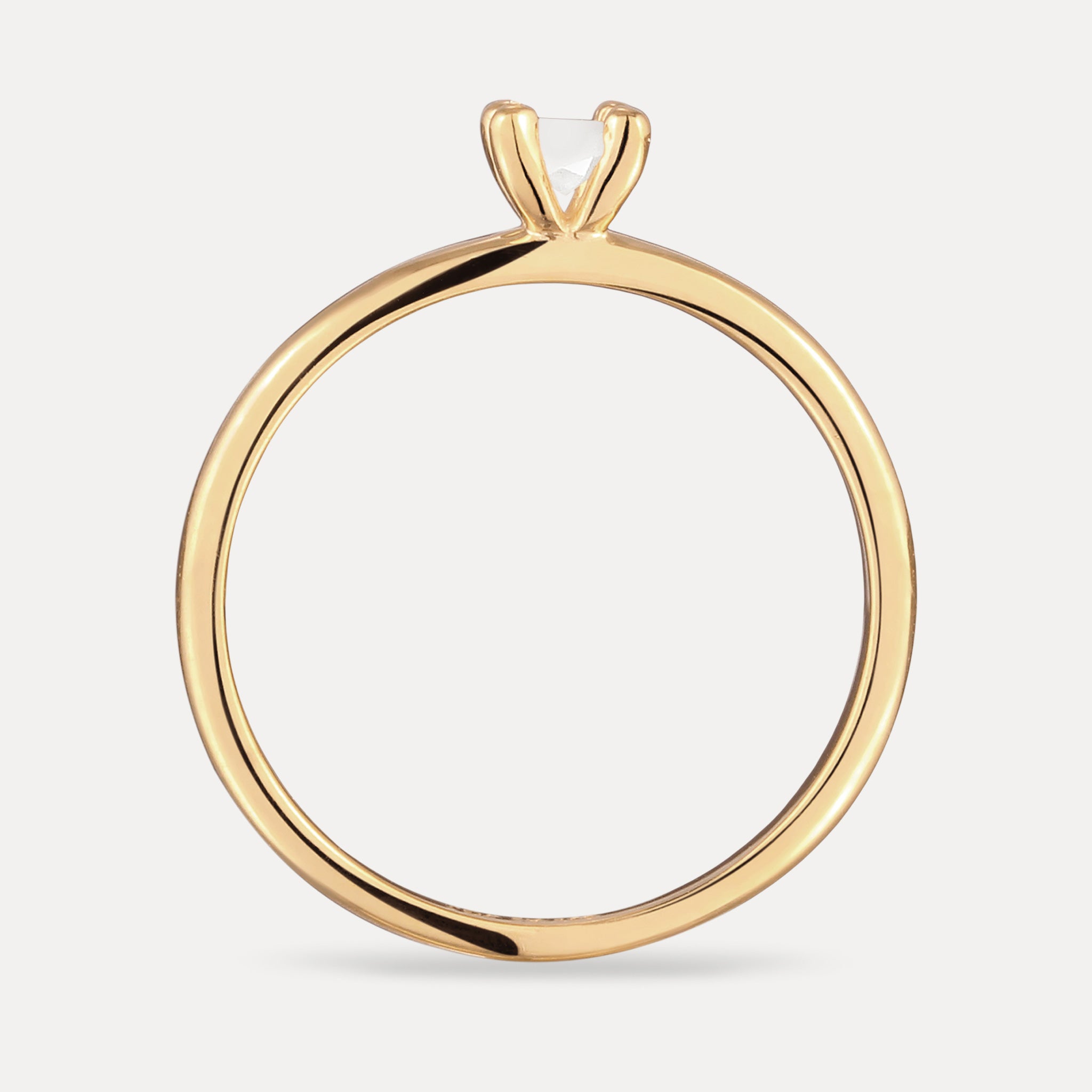 Stilnest Rings Mondstein Solitär Ring Rund 24k Gold