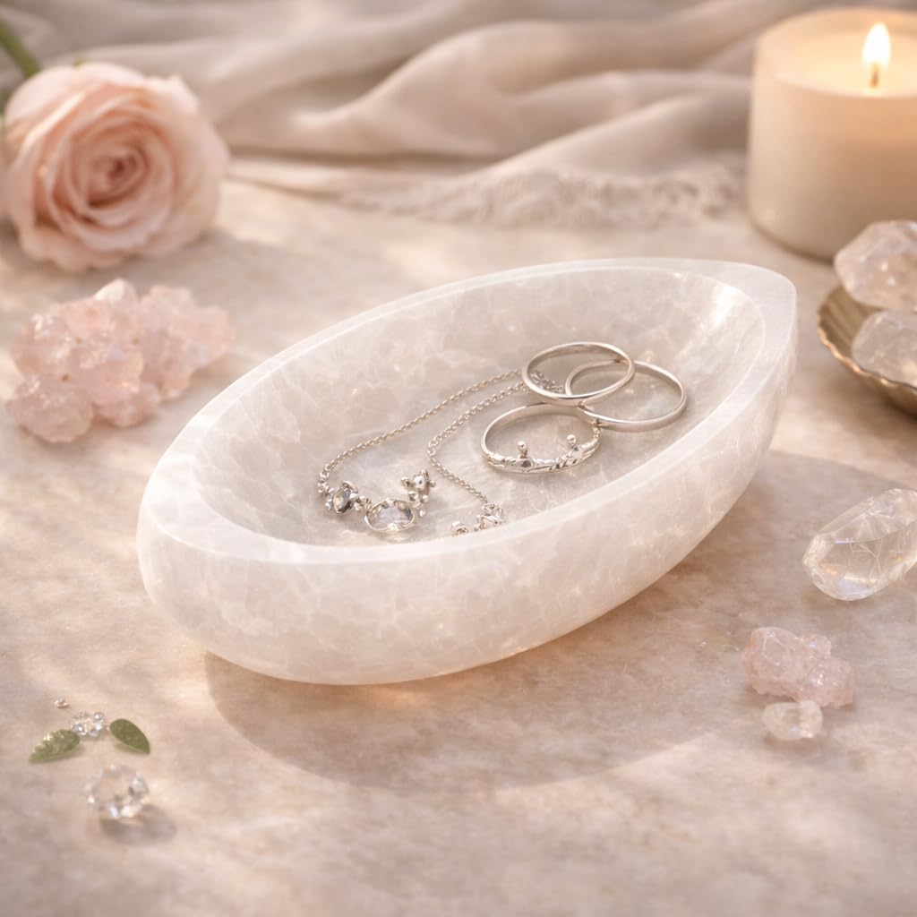 NKlaus Healing Crystals Selenit Blattschale 8,5cm Schmuck
