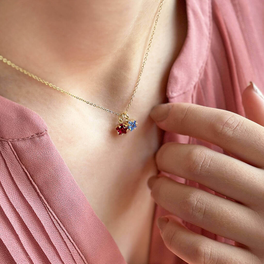 Joy by Corrine Smith Double Star Halskette Geburtsstein Gold