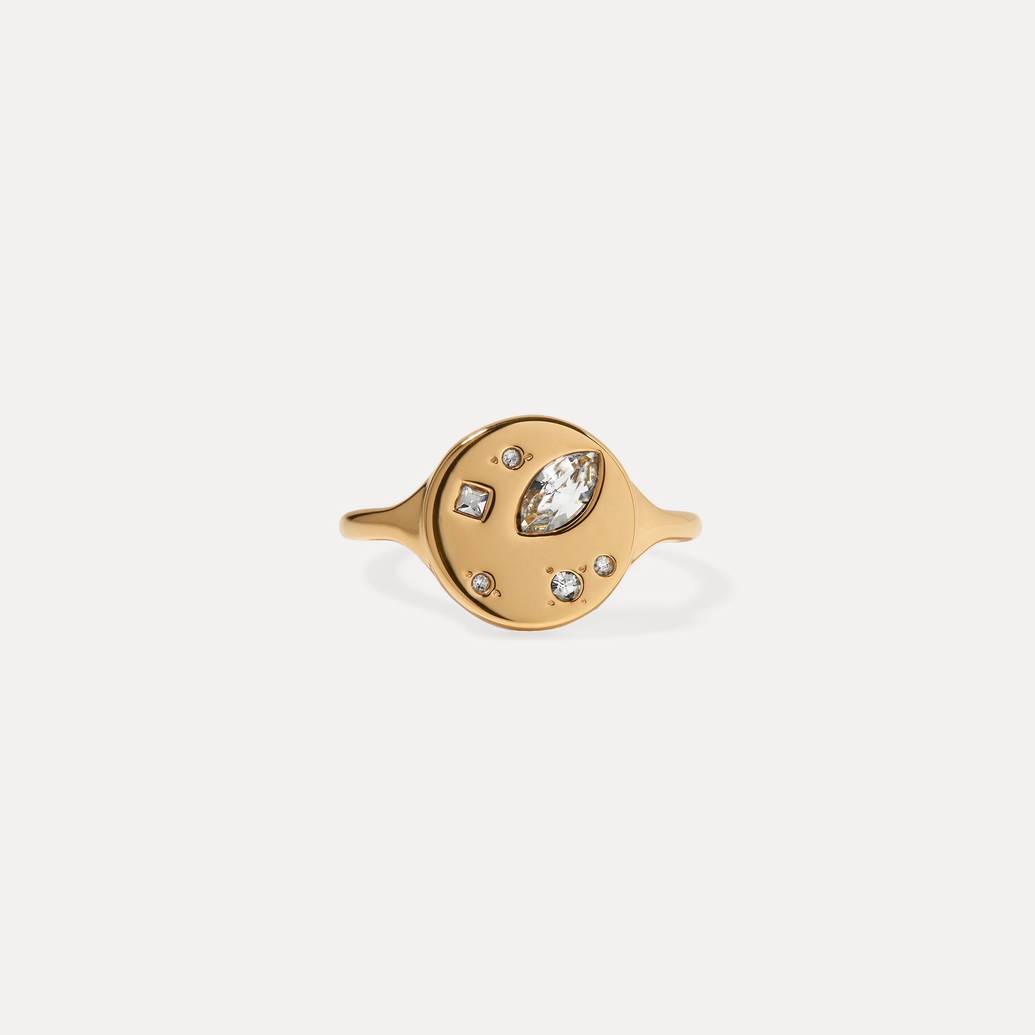 Stilnest Weiße Kristalle Myriad Ring 24k Gold Vermeil 52