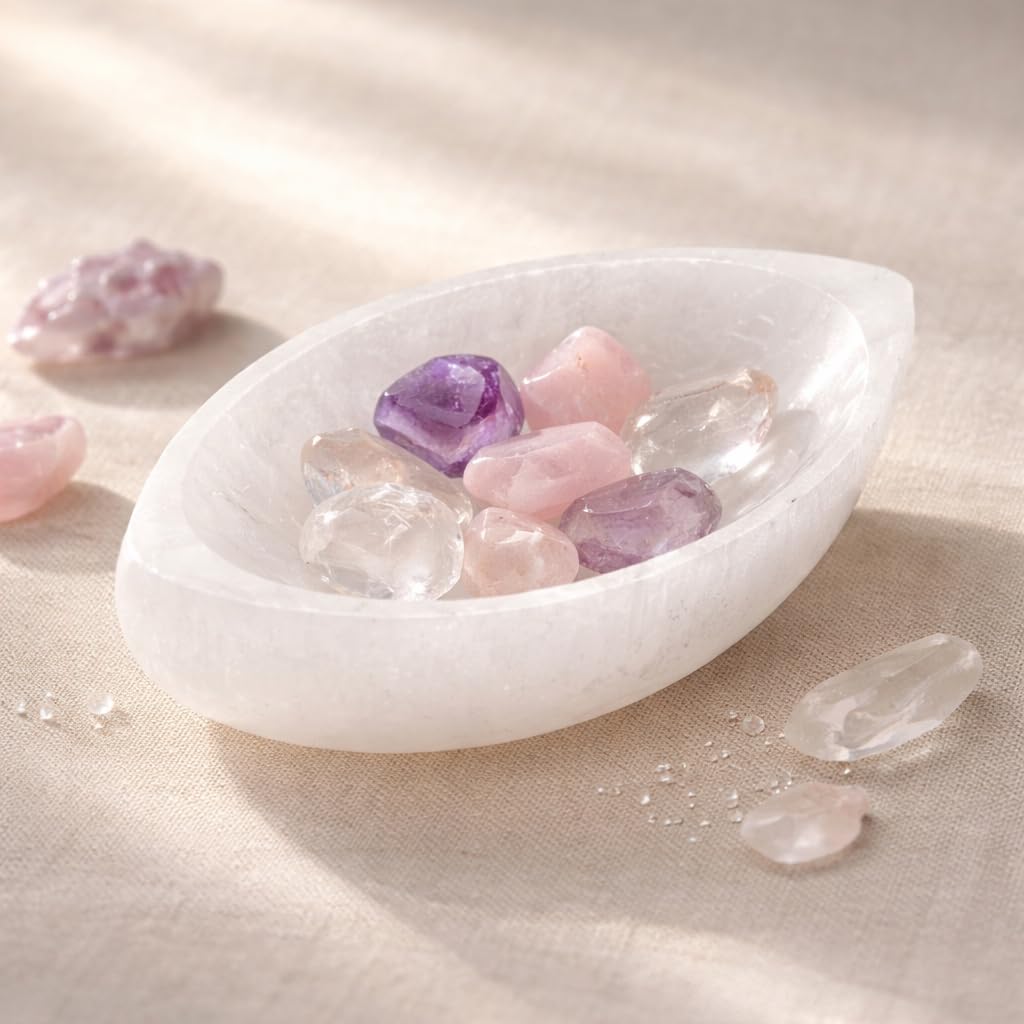 NKlaus Healing Crystals Selenit Blattschale 8,5cm Schmuck