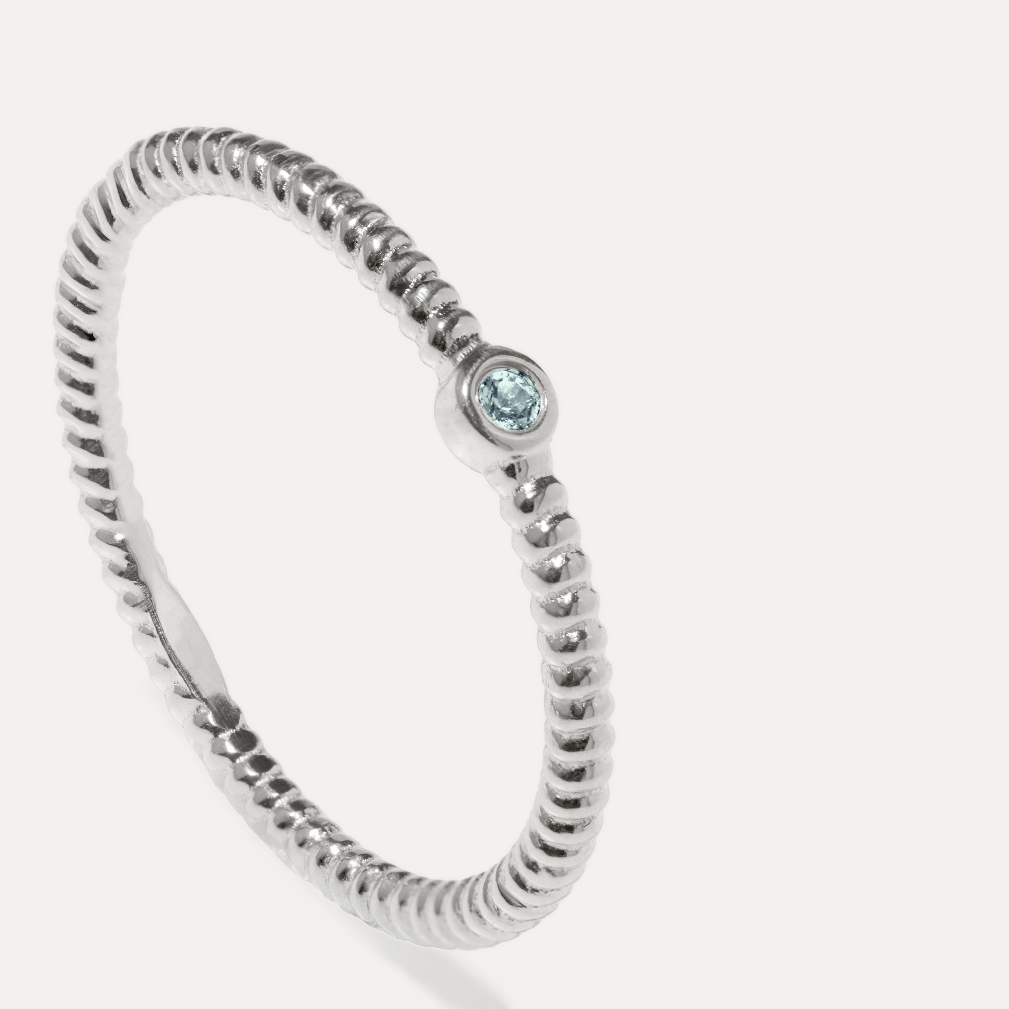 Stilnest Snake Tail Solitaire Ring Aquamarin 925 Silber