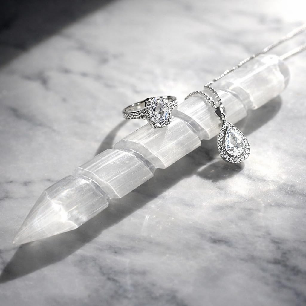 NKlaus Healing Crystals Selenit Spiral-Massagestab 15cm 1 Stück