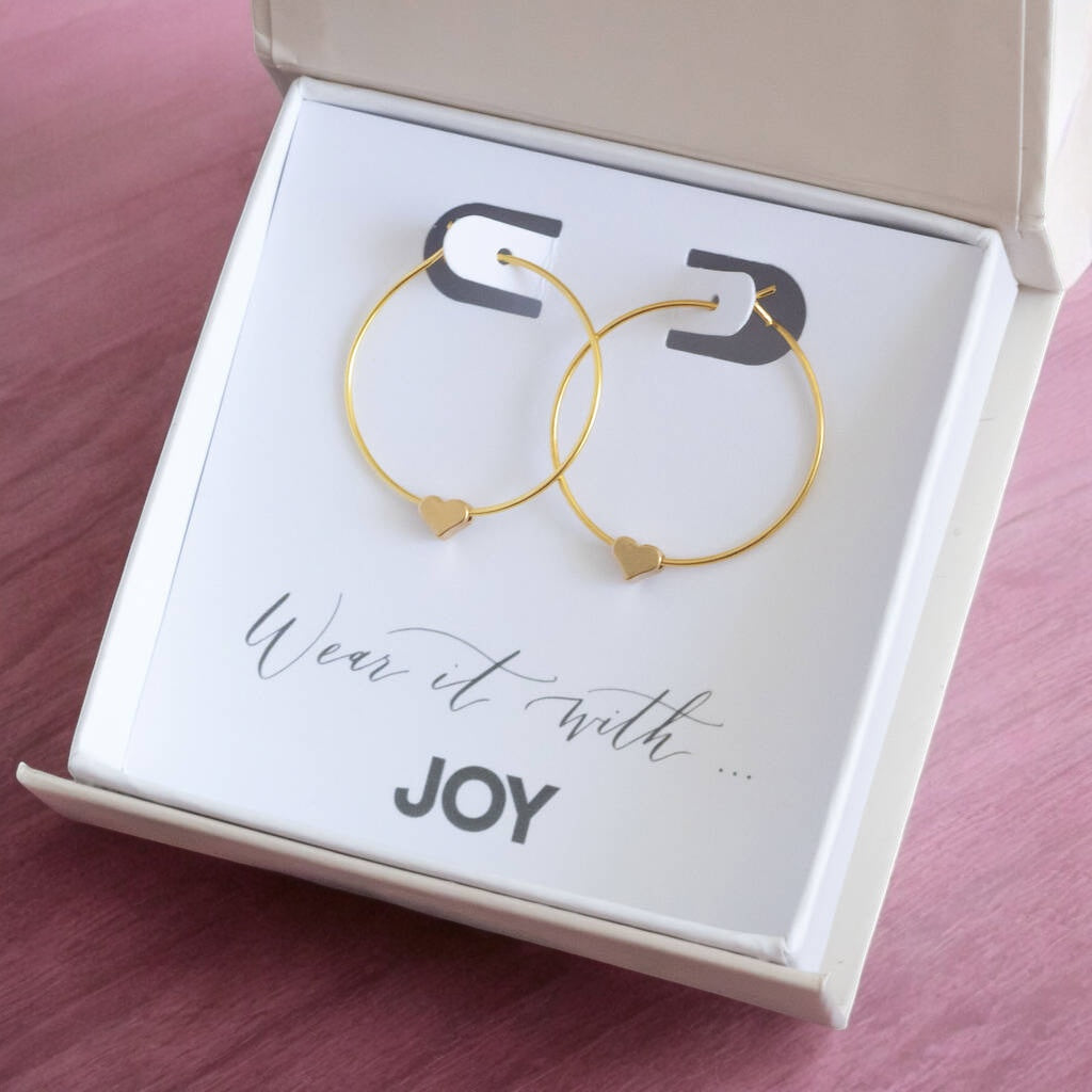 Joy by Corrine Smith Tiny Heart Hoop Ohrringe Gold Herz 2,5 cm
