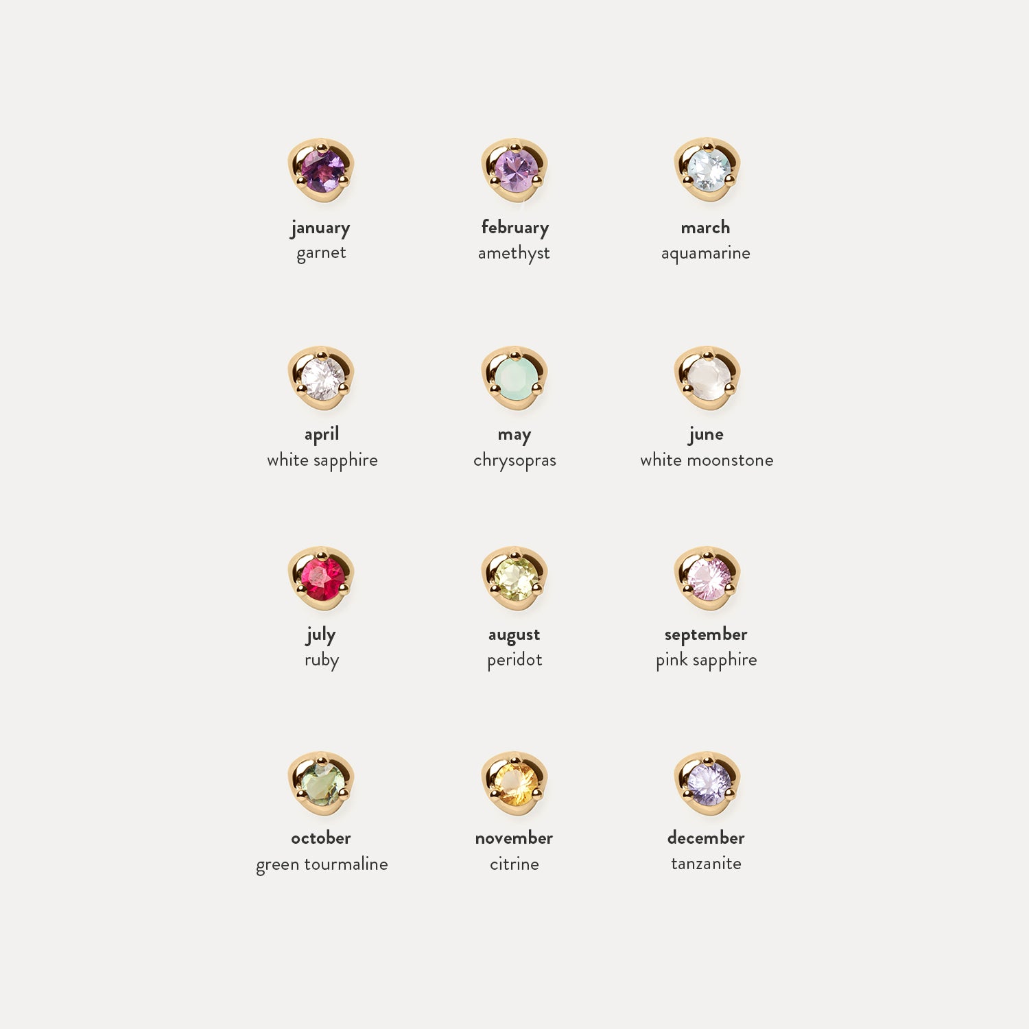 Stilnest Mini Birthstone Ohrstecker 585 Gold Geburtsstein