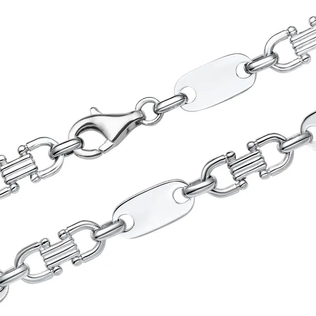 JEWLIX Panzerketten Plattenkette Herren Silber 60 cm