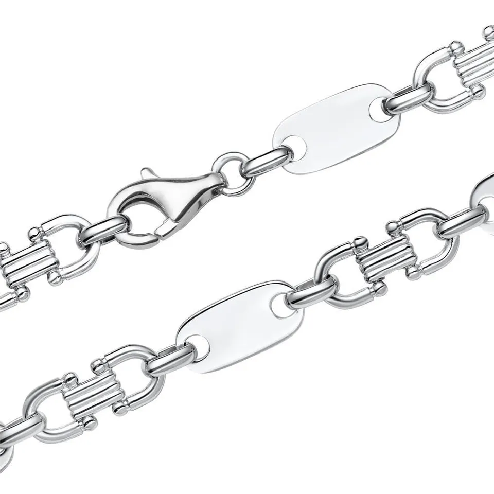 JEWLIX Panzerketten Plattenkette Herren Silber 60 cm