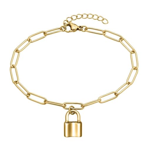 JEWLIX Armband Edelstahl vergoldet Schloss goldfarben