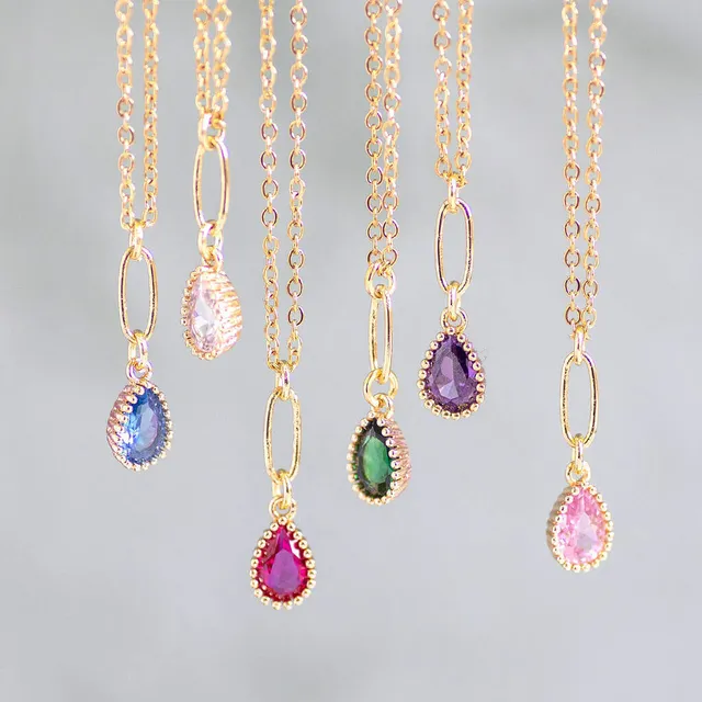 Joy by Corrine Smith Teardrop Birthstone Halskette Gold