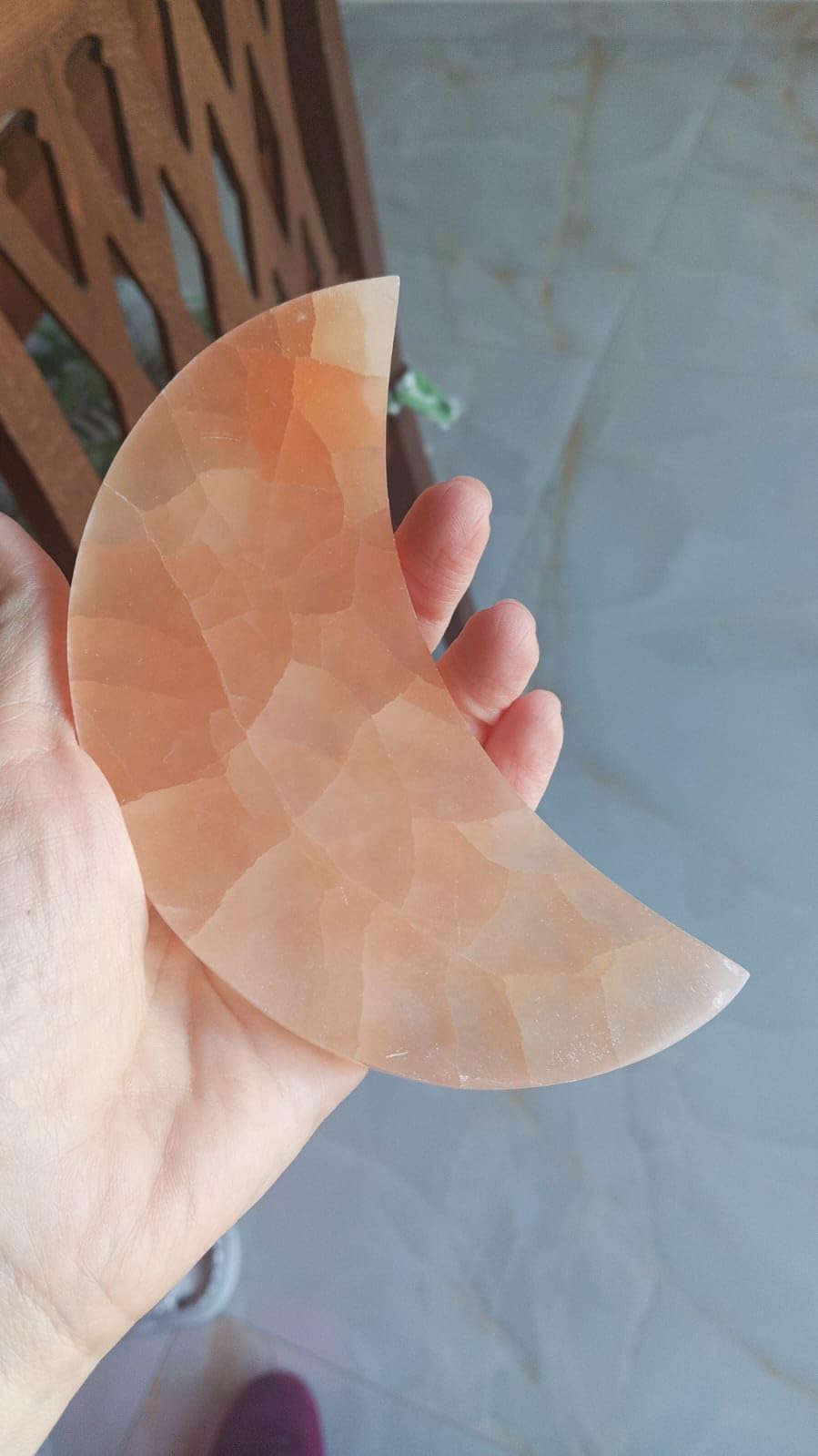 NKlaus Healing Crystals Oranger Selenit Halbmond 8x14cm Schutz
