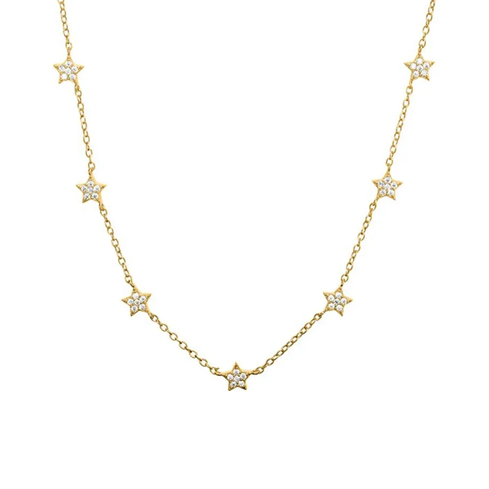 JEWLIX Sterne Kette 925er Silber Zirkonia Gold