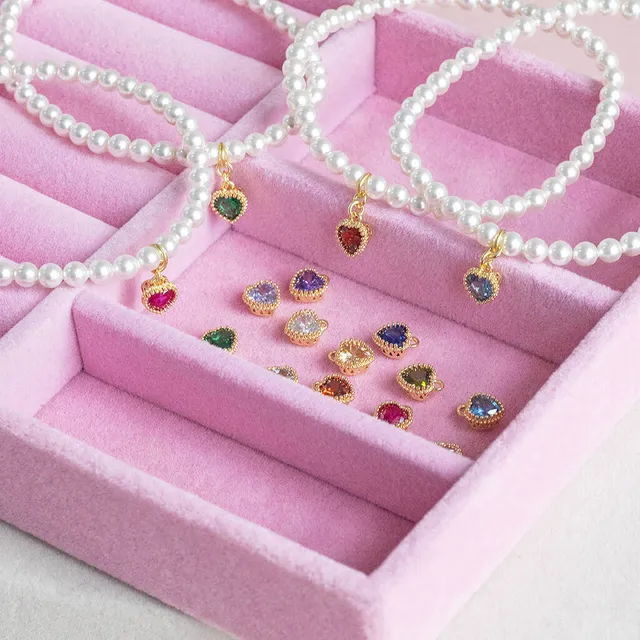 Joy by Corrine Smith Pearl Herz Armband Geburtsstein Gold